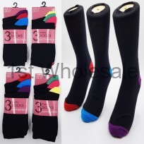 LADIES 3PK COLOUR HEEL & TOE SOCKS