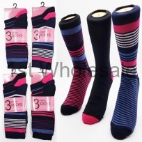 LADIES 3PK STRIPE SOCKS